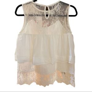 Chiffon and lace layered blouse size s